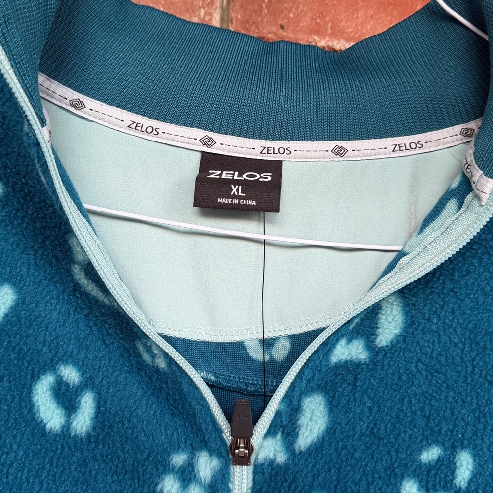 ZELOS Teal Patterned quarter zip Jacket size XL - Picture 2 of 6